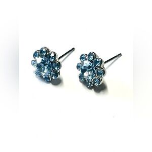 Vintage Blue Crystal Stud Earrings